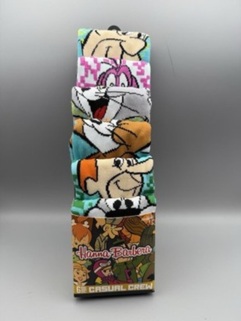 New Hanna-Barbera 6pk casual crew mens novelty socks Flint Stones Cartoon